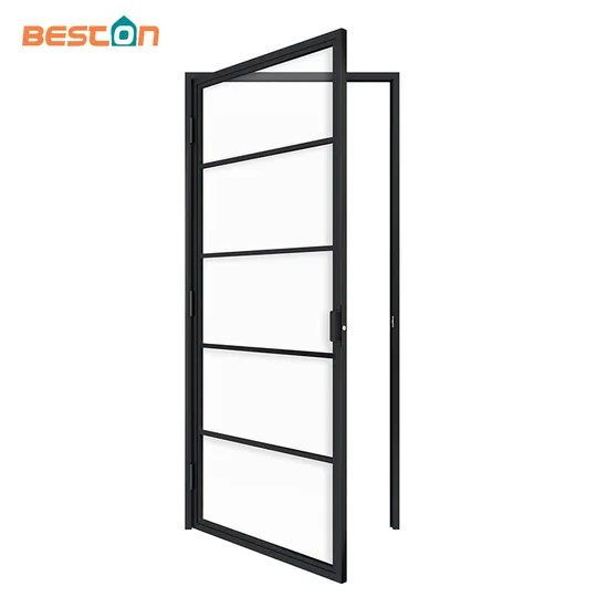 Fashion Metal Frame Clear Tempered Glass Swing Doors