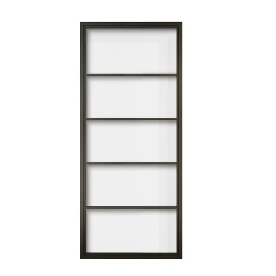 Black Steel Frame Swing Glass Door with Hinges for Interior Use