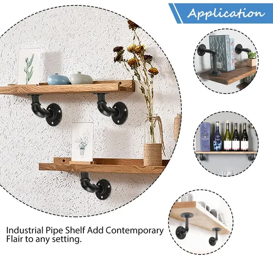 Iron Pipe Bracket Wall Mounted Floating Shelf Hanging Wall Hardware Decor
