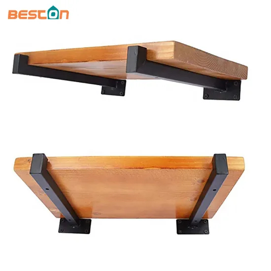 8 Inch Black Floating Shelf Brackets Retro Wall Mounted Square Shelf Supports