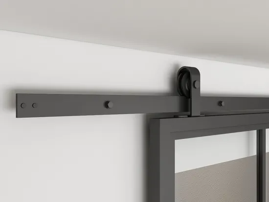 Steel Frame Clear Glass Sliding Barn Door with Hardware Kit