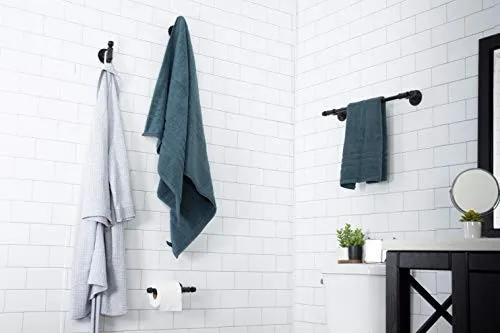 Rustic Pipe Wall Mount Towel Rack Bath Hardware Fixture Set Bracket