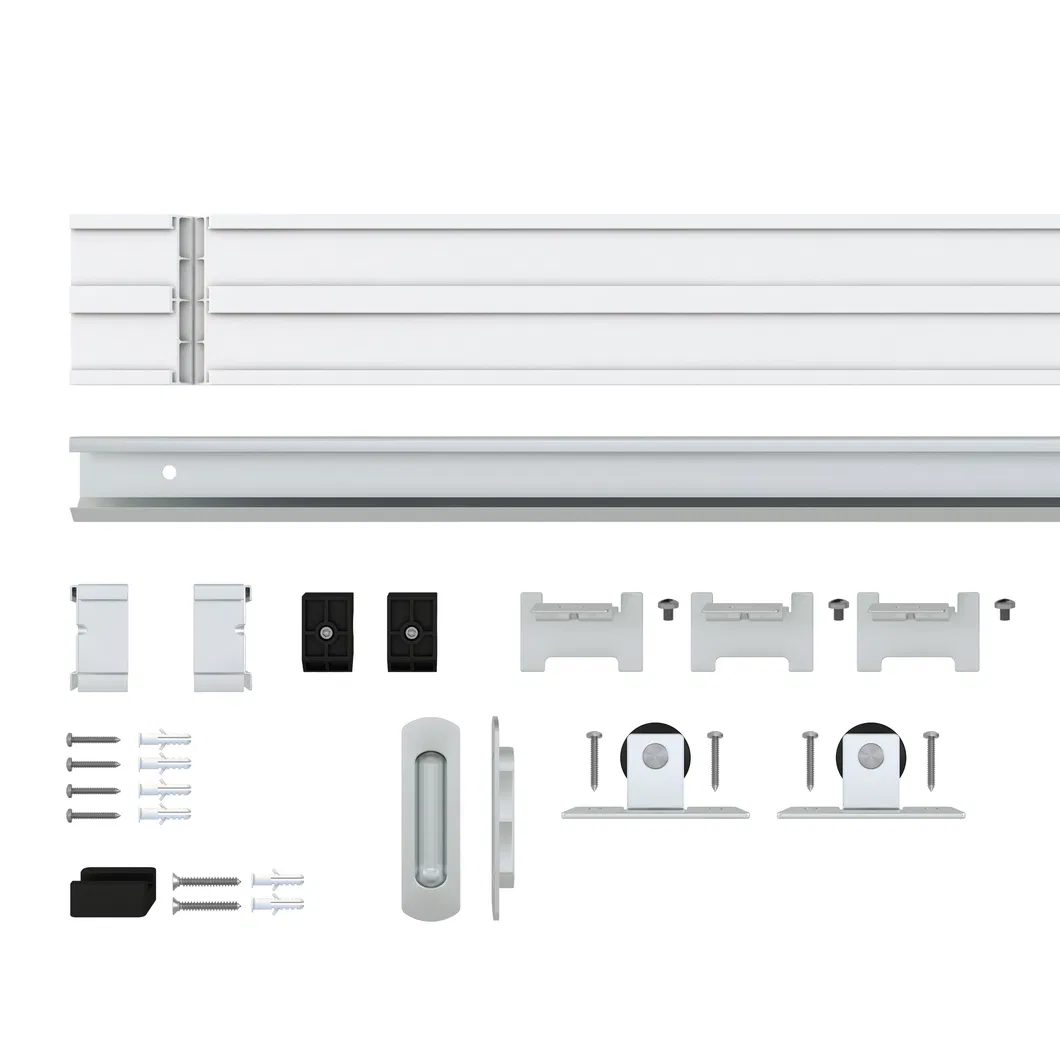 6-Lite Plastic Sliding Barn Door with Handle and Hardware Kit