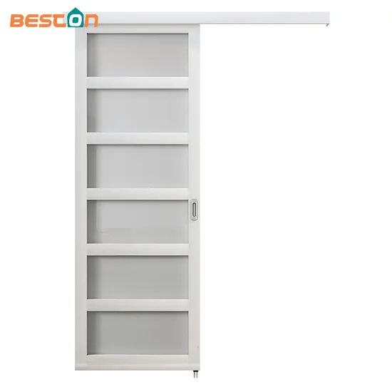 6-Lite Plastic Sliding Barn Door with Handle and Hardware Kit