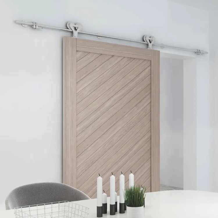 Brushed Nickel Sliding System Antique Brass Bifold Bypass Double Barn Door Hardware Kit for Interior Wood Door Mount Side DIY Track Satin Nickle Accessories