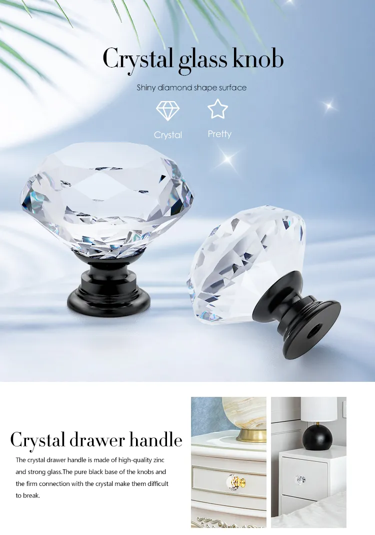 High Quality Crystal Drawers Knobs Furniture Handles and Knobs for Kitchen Cabinet