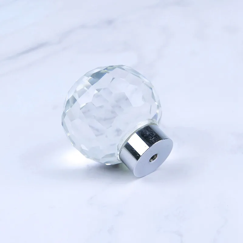 Plane Fillister Head Cupboard Door Handles with Crystals Knobs Glass Cabinet Handles
