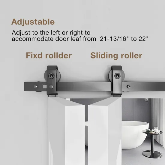 Black Track and Top Mounted Bifold Barn Door Hardware Kit