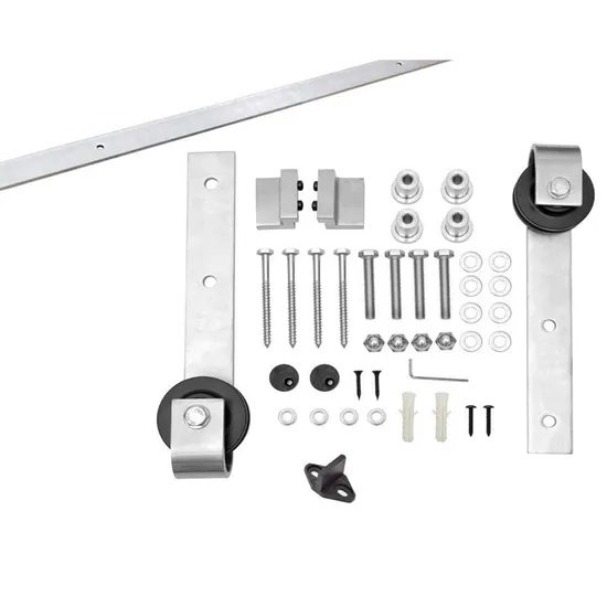 Rubber Sliding Door Wood Stainless Steel 304 Hanging Barn Door Hardware Kits
