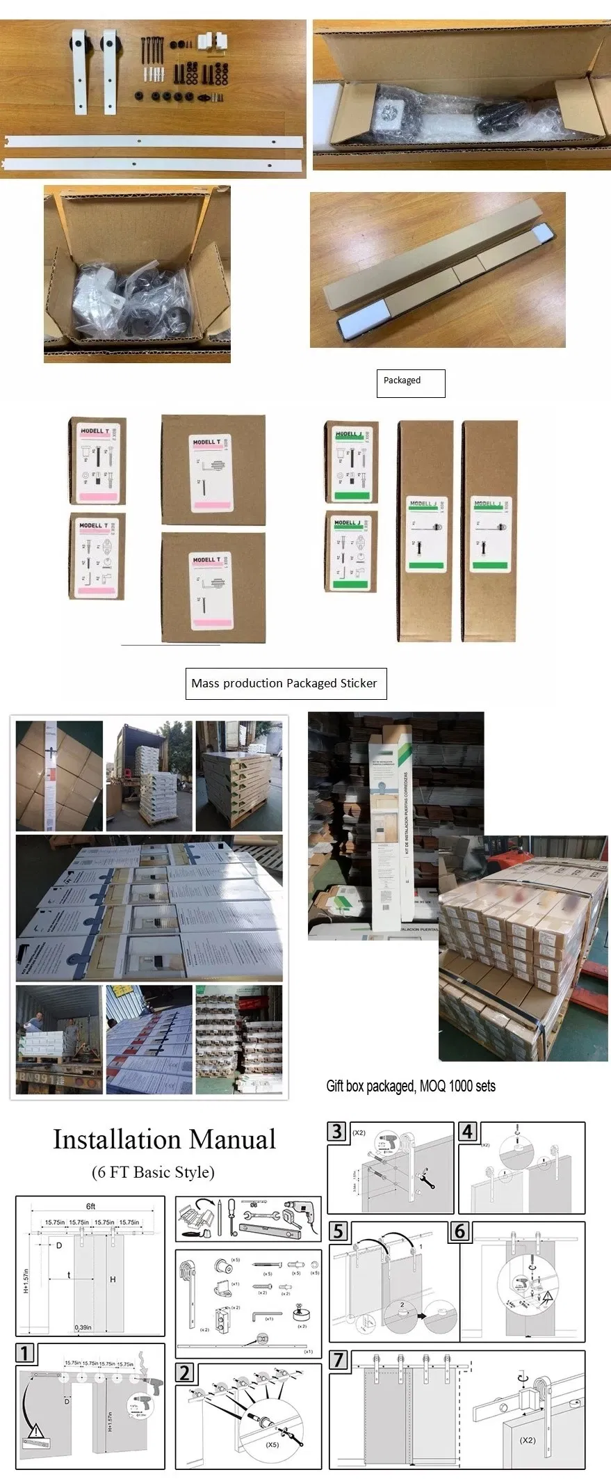 Stainless Steel 304 Wood Chrome Sliding Barn Door Hardware