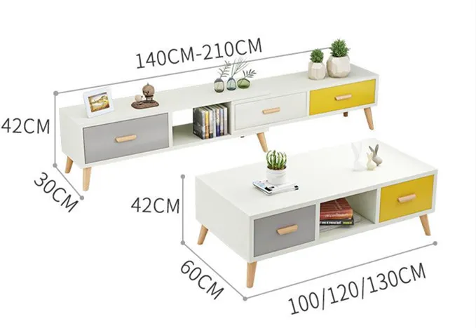 Modern Style Wooden Home Living Room Furniture Coffee Table with TV Stand