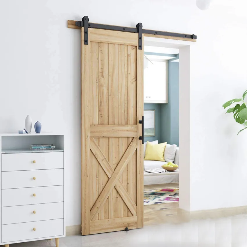 12&quot; Pull and Flush Door Handle Set Black Sliding Barn Door Hardware