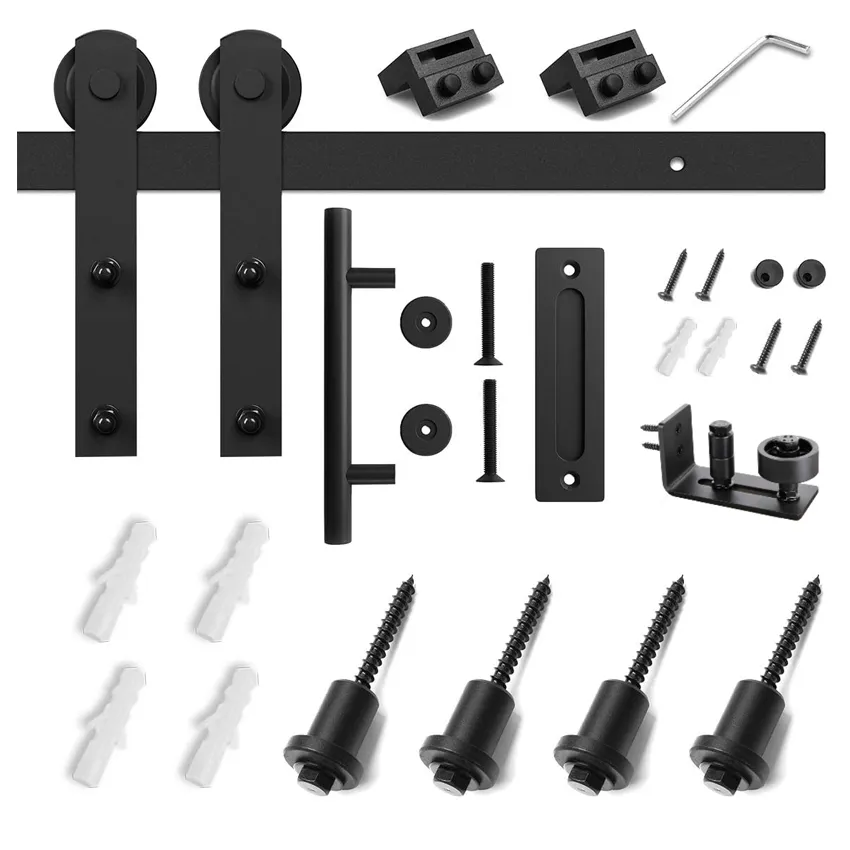 12&quot; Pull and Flush Door Handle Set Black Sliding Barn Door Hardware