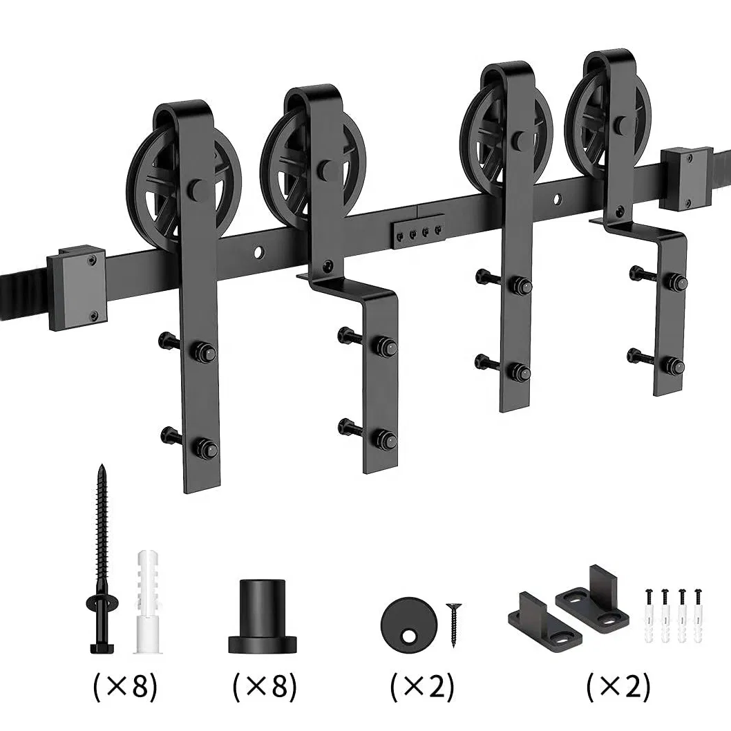 10FT Heavy Duty Single Track Bypass Big Spoke Wheel Sliding Barn Door Hardware