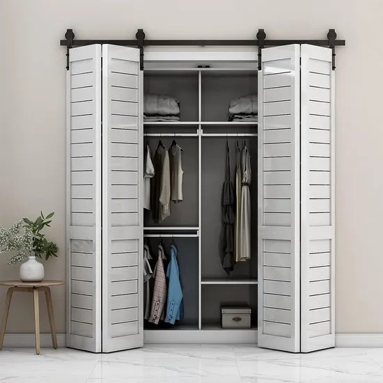 52′′ 65′′ 76′′ 84′′ Bi-Folding Barn Door Hardware Kit for 4 Doors