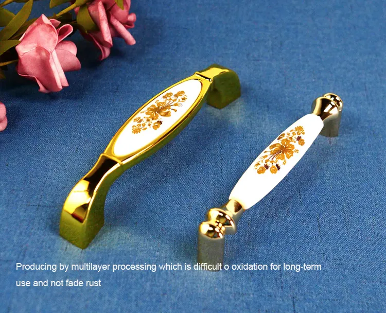 Luxury Furniture Hardware Zinc Alloy Wardrobe Kitchen Drawer Cabinet Cupboard Handle Ceramic