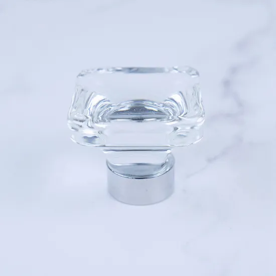 Large Squares Shape Edges Softened Knob Crystal Glass Pull Knobs Door Handles