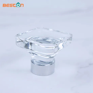 Large Squares Shape Edges Softened Knob Crystal Glass Pull Knobs Door Handles