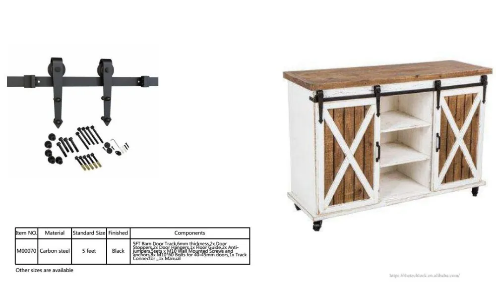 6.6FT Barn Door Track Wooden Sliding Door Hardware Kit