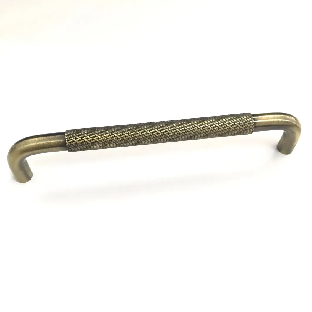 Aluminium Cabinet Hardware Furniture 128mm Brass Gold/Black Knurled Pull Handle