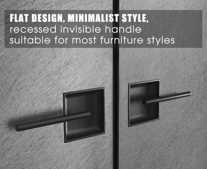 Aluminium Recessed Cabinet Square Handles Concealed Sliding Barn Door Wardrobe Pull Handle