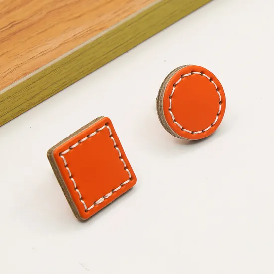 Leather Round Drawer Handles Cabinet Pulls Bedroom Small Colorful Square Furniture Knob
