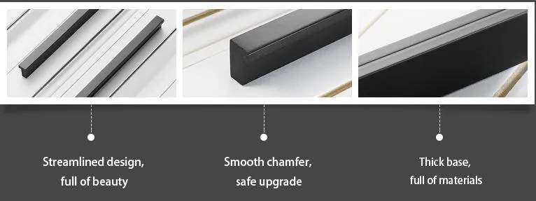 Furniture Accessories Hardware Matt Black Aluminum Cabinet Drawer Pull Handle