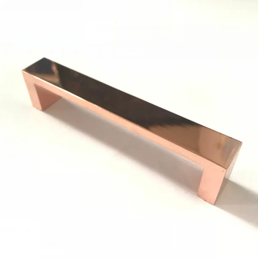 Furniture Fitting Modern Sample Aluminum Rose Gold Kitchen Cabinet Square Handle