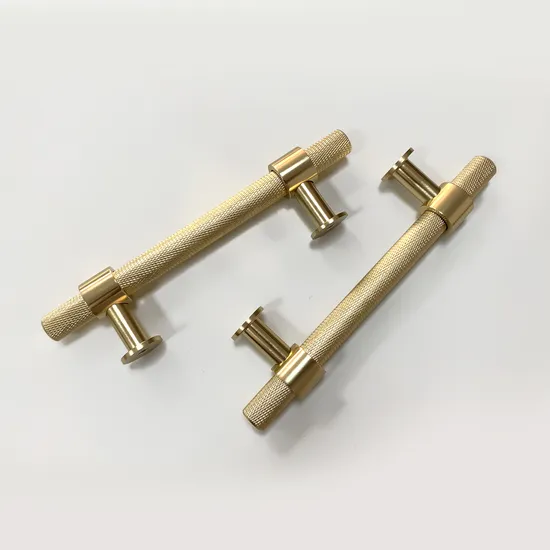 Furniture Handles Aluminum Alloy Brass Gold T Bar Knurling Cabinet Cupboard Handle
