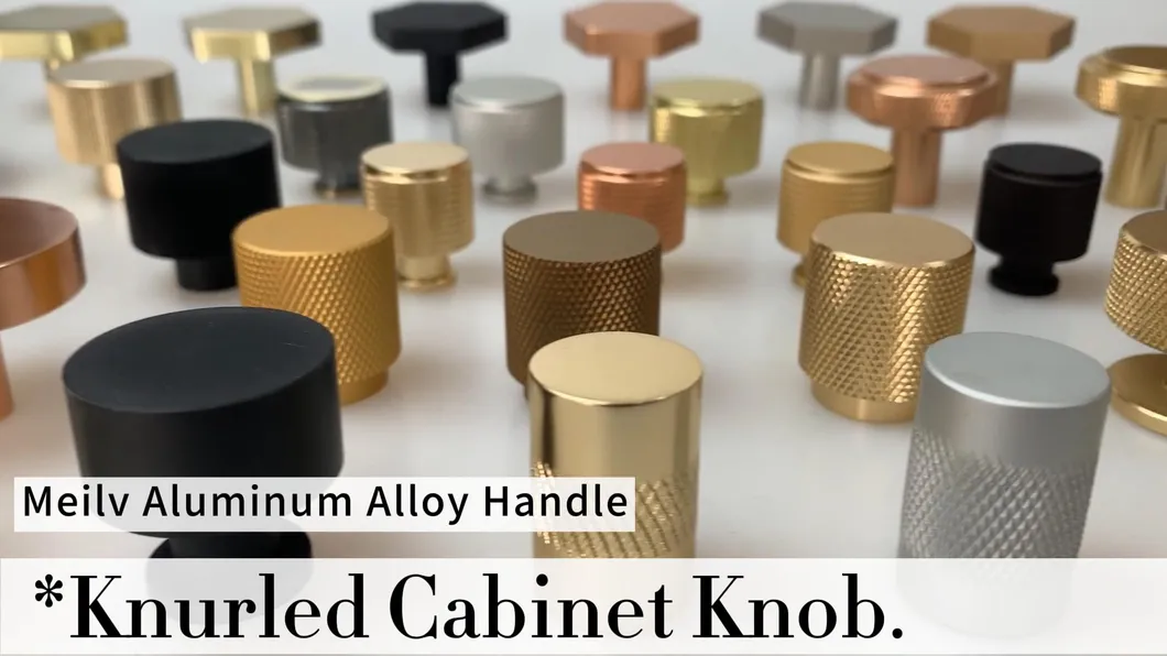 Aluminum Cabinet Door Knob Gold Black Knurled Furniture Drawer Handle Knob