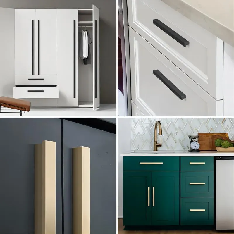 Aluminum Cupboard 7 Shape Handle Furniture Cabinet Pull Chrome Gold Long Handles