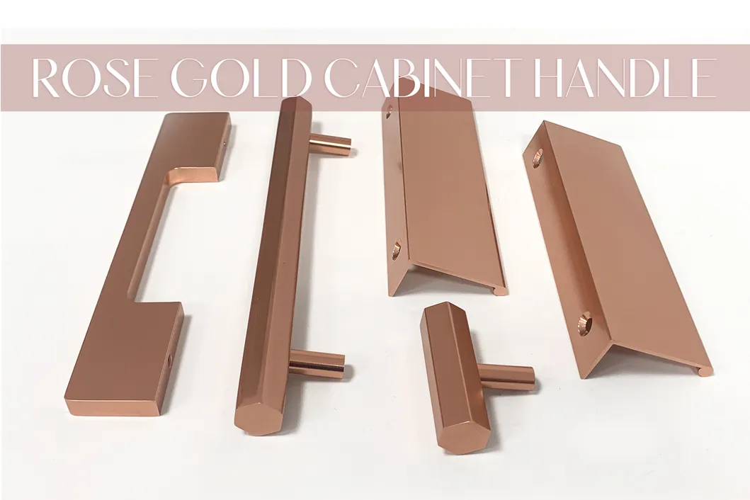 Furniture Hardware Cabinet Bathroom Handle Aluminum Rose Gold Kitchen Pull Handle