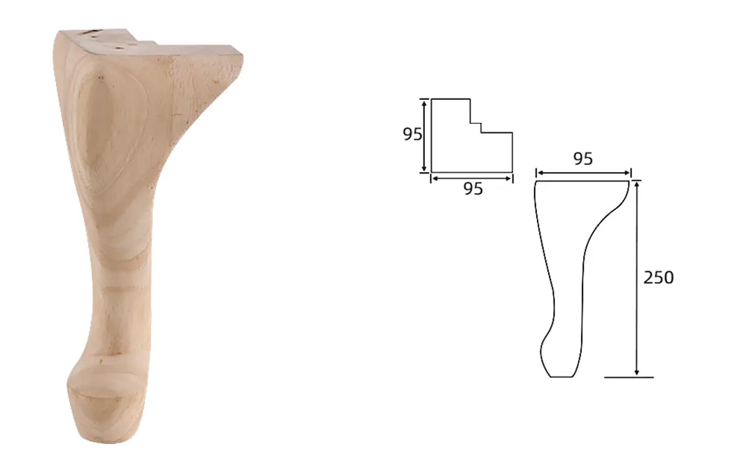 250mm Tightly Structured Clear Texture Wooden Sofa Legs