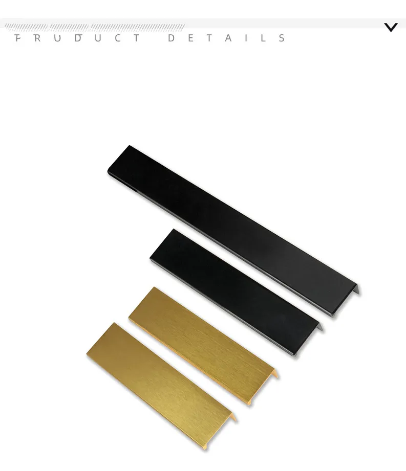 Minimal No-Punch Cupboard Narrow Edge Closet Door Handle