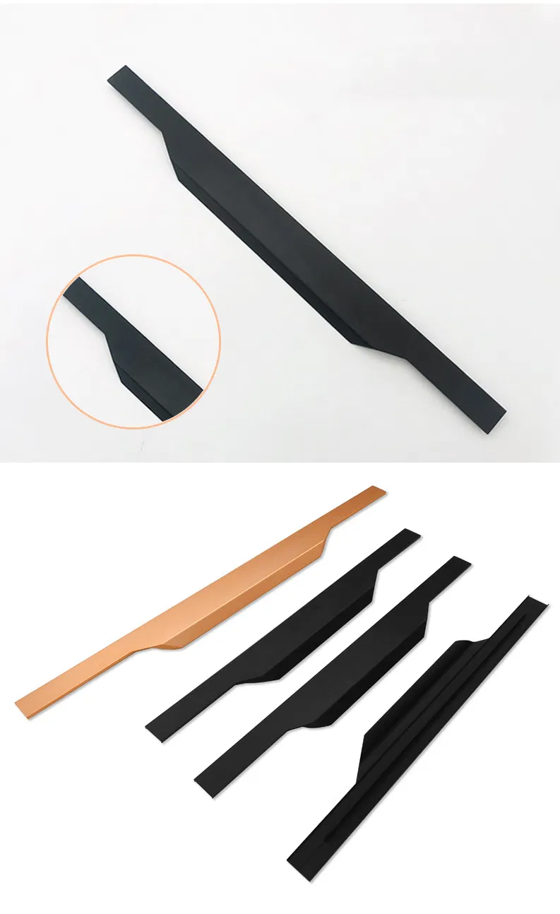 Edge Handle Black Aluminum Alloy Extended Drawer Closet Door Invisible Handle