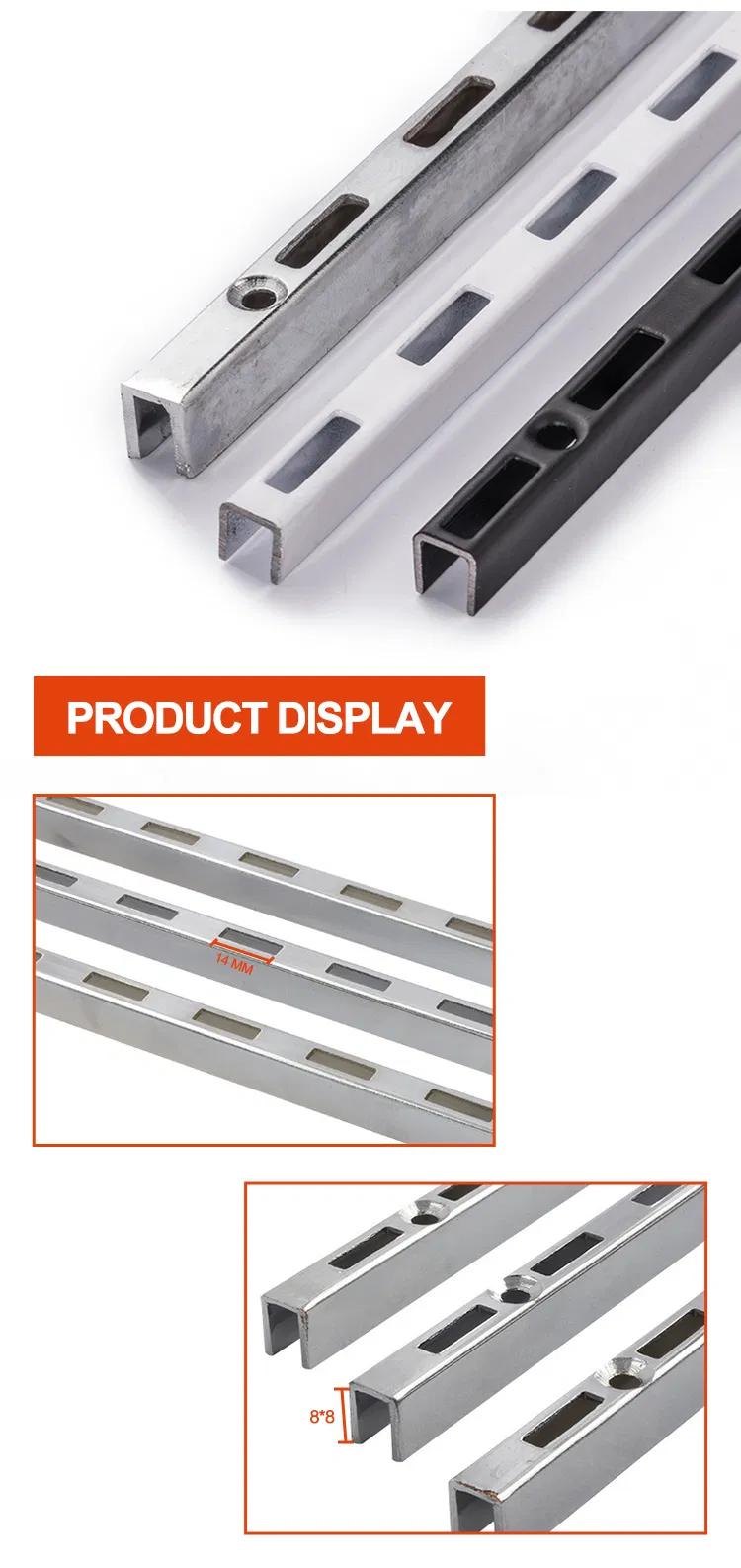 Metal AA Column with Holes Wall Mounting Single Slotted Channel Upright