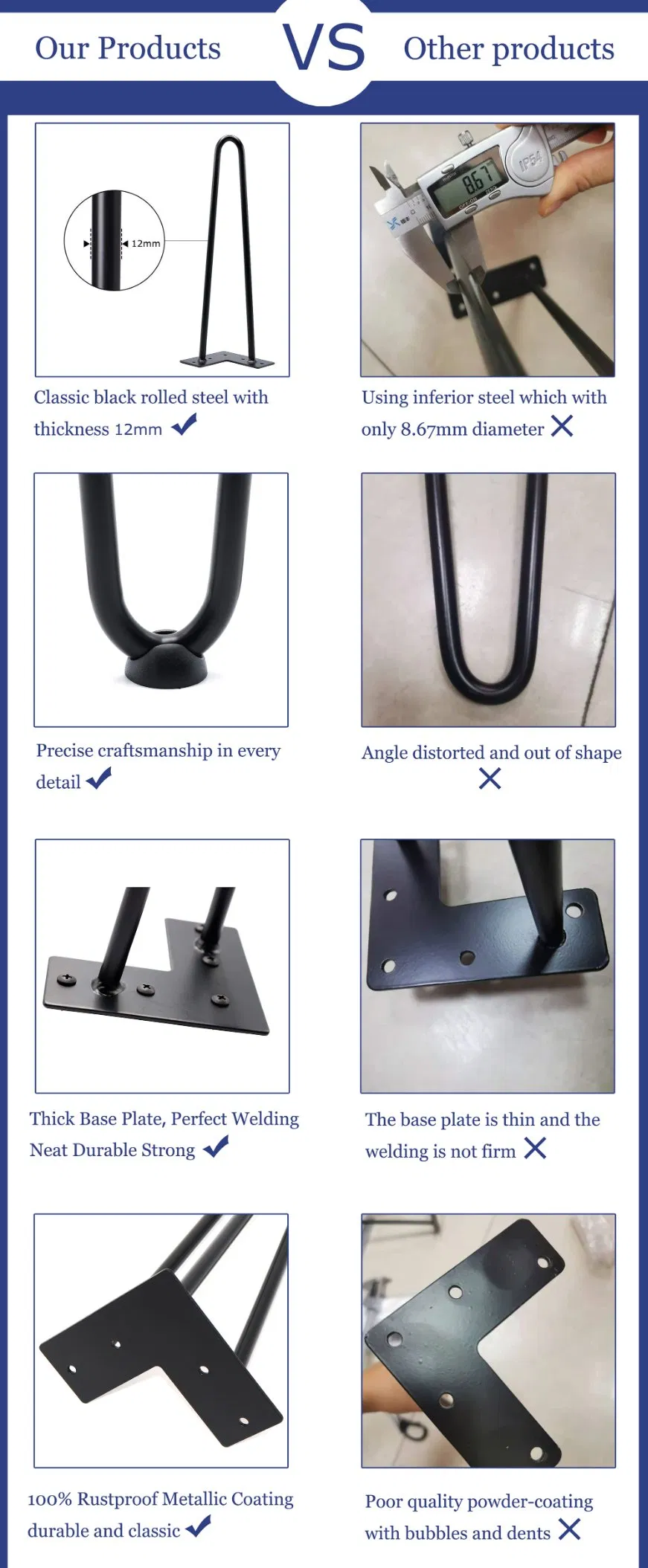 Popular Steel Black Painting Hairpin Leg Furniture Leg Coffee Table Hairpinleg