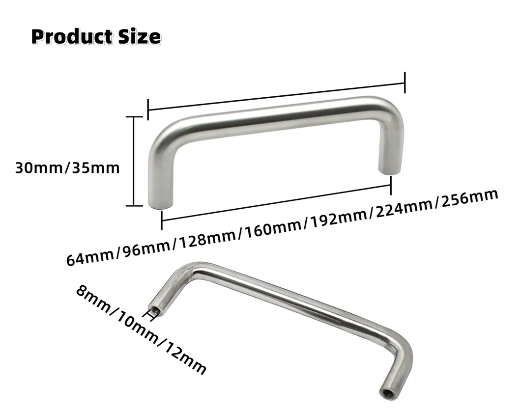 12mm Diameter Stainless Steel T Bar Furniture and Kitchen Cabinet Cupboard Handle