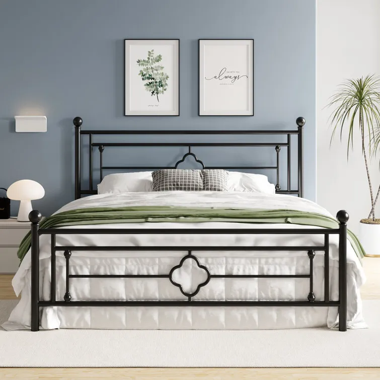 with Headboard Steel Iron Metal Bed Single Queen Size Metal Bed Frame