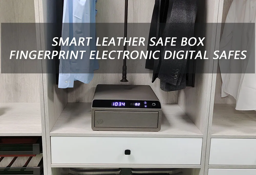Smart Leather Safe Household Fingerprint Digital Biometric Jewelry Security Drawer Safe