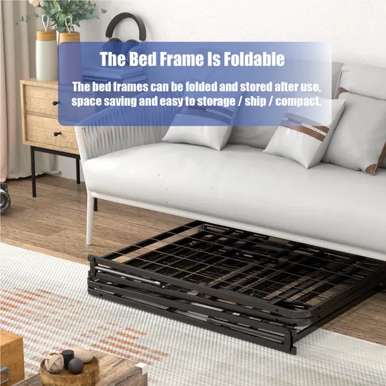 14 Inch Double Foldable Metal Furniture Platform Bed Frame