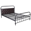Diamond Leather Headboard Sturdy Iron Platform Bed Frame