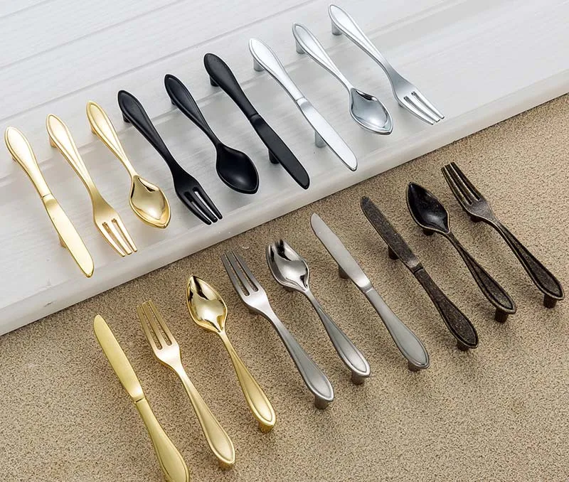 Kitchen Cabinet Handles Knobs Spoon Knife Fork Cupboard Closet Table Drawer Pulls