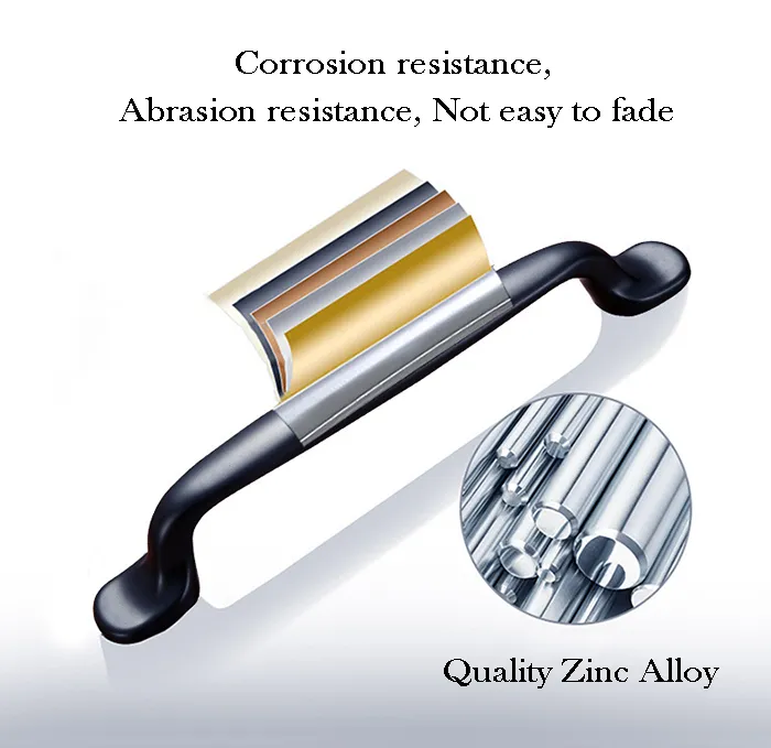 American Classic Furniture Bedroom Matt Black Zinc Alloy 96mm Kitchen Cabinet Handle