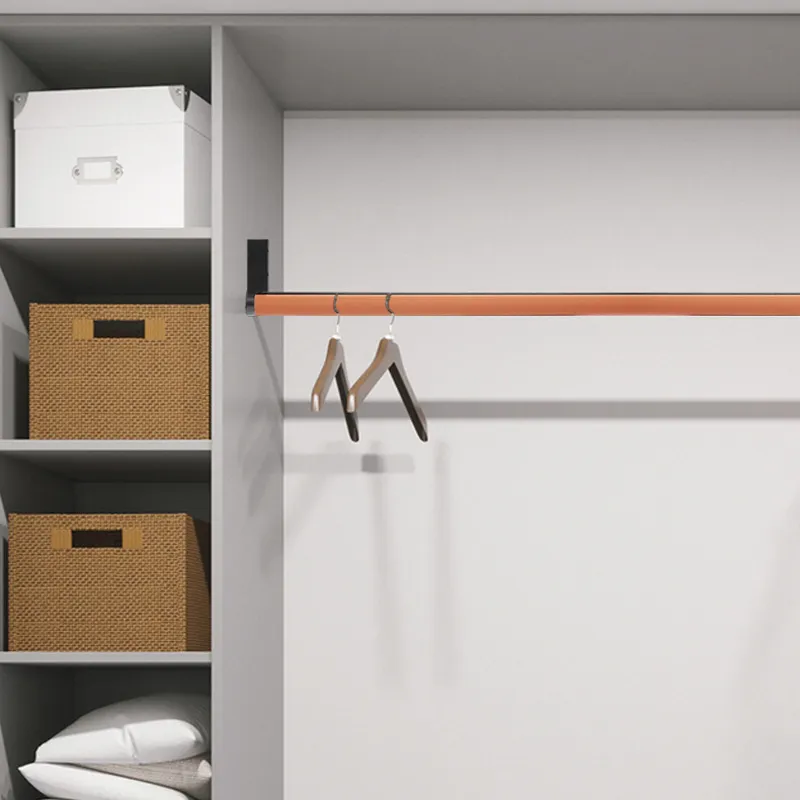 Wardrobe Accessories Leather Clothes Hanging Bar Space Saving Oval Closet Rod