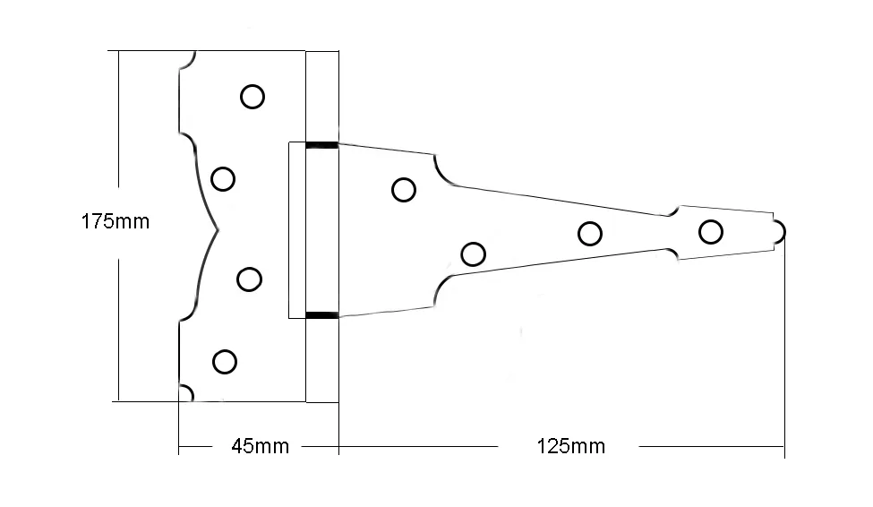 T-Strap Heavy Duty Shed Door Hinges Gate Strap Hinges Black Tee Hinge