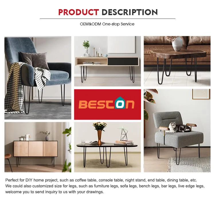 Brushed Stainless Steel Furniture Coffee Dining Table Hairpin Legs