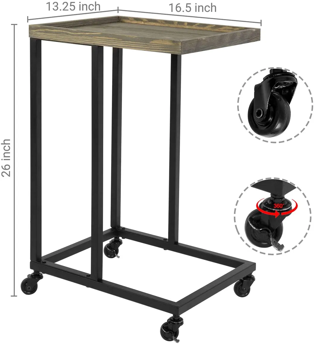Modern Mobile Snack Nightstand L Sofa Table Frame